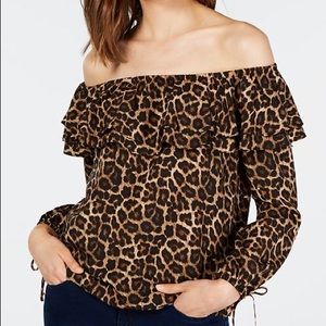 Michael Kors Leopard off-the-shoulder Blouse